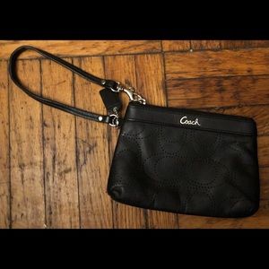 COACH Black Leather Wristlet